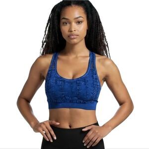 Nikibiki Blue Acid Wash Distressed Sports Bra